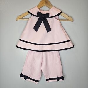 Rare Editions Pink with Black Bows 2 piece Set Size 12 months